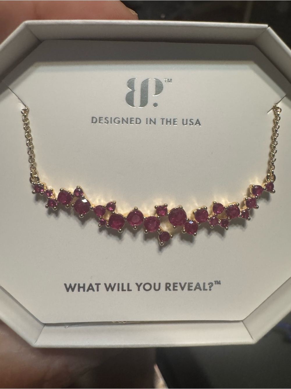 Bomb Party Gold Necklace with Pink Crystal Cluster Accents